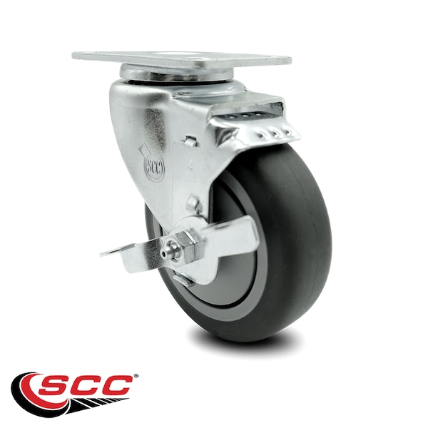 4 Inch Thermoplastic Rubber Wheel Swivel Top Plate Caster with Brake SCC
